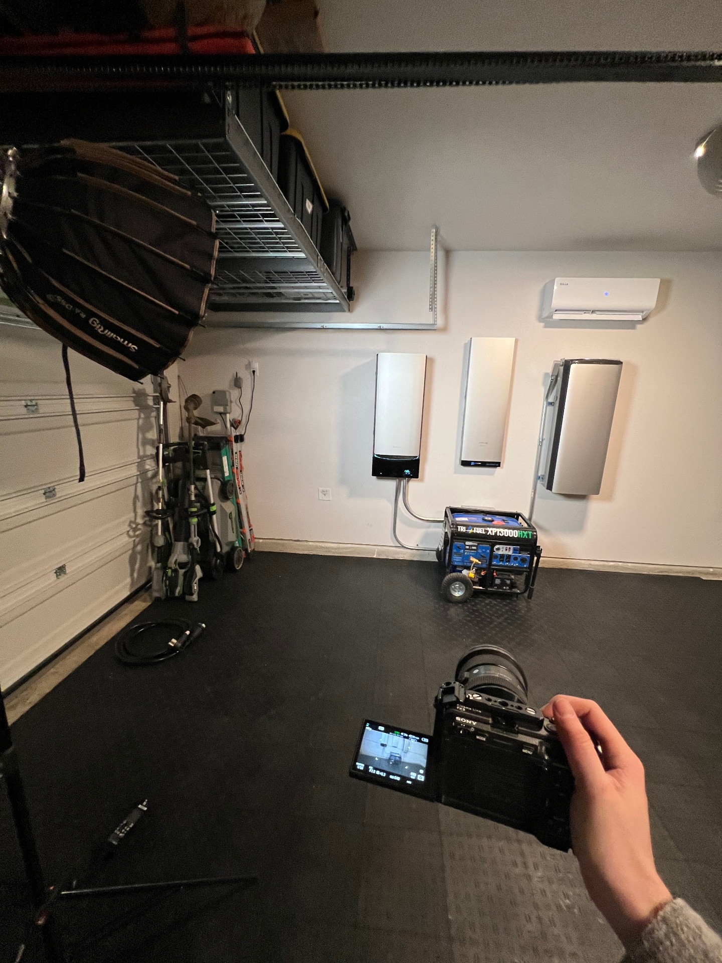 Behind the scenes - filming on set with professional camera equipment